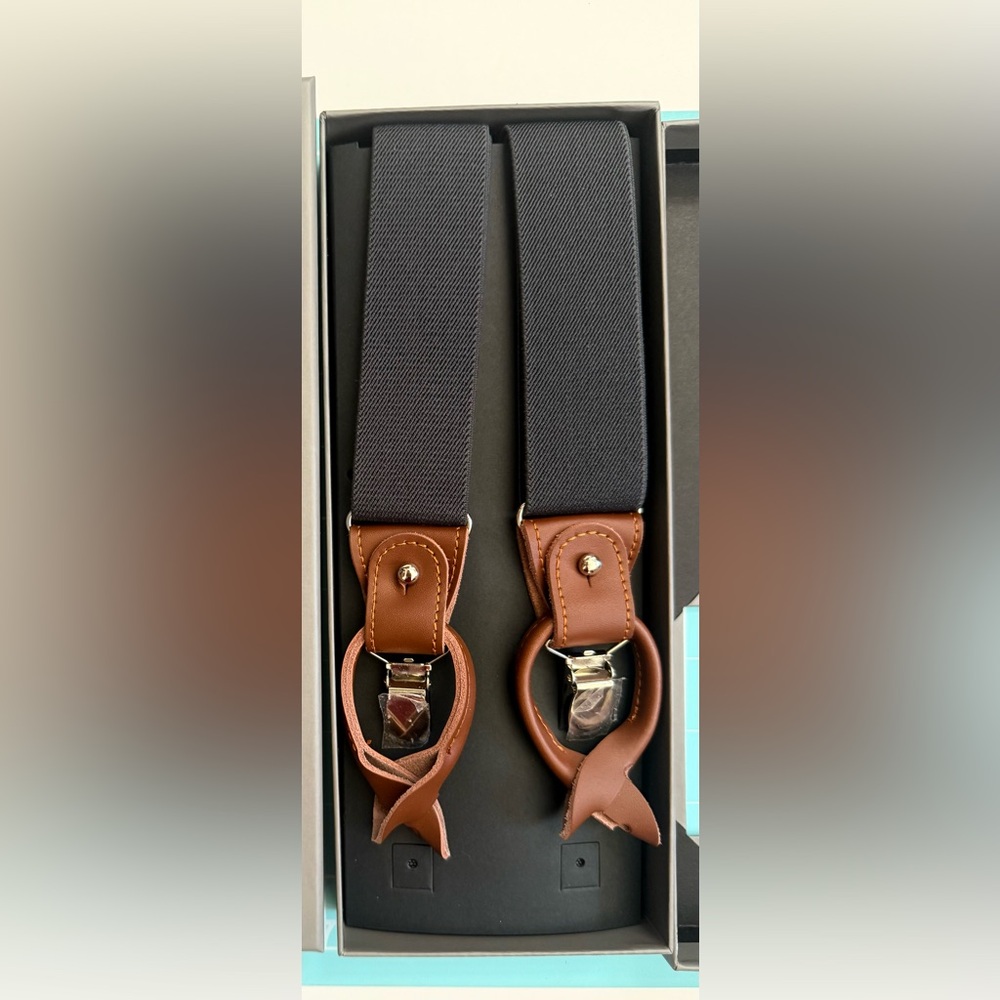 Trendhim Grey and Brown Suspenders - one of two